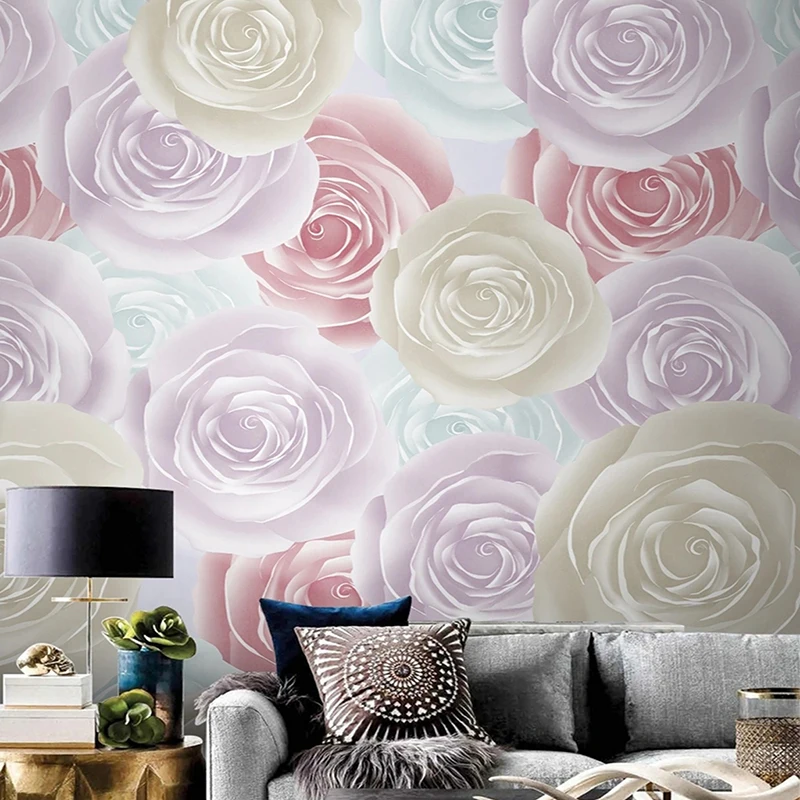 Romantic Floral Rose Pattern Wallpaper For Living Room Bedroom Photo Wall Mural Wedding Engagement Party Decoration Background