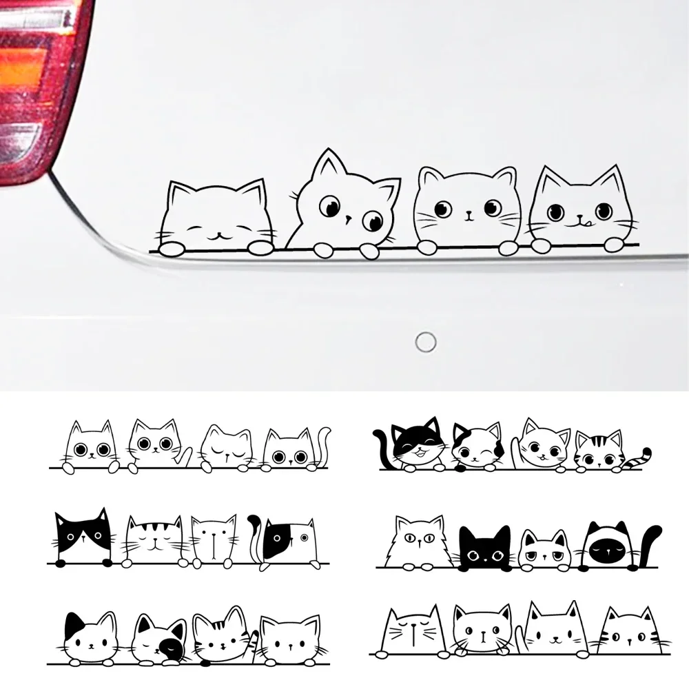 Spähende Katze Vinyl-Aufkleber für Auto-Fenster und Stoßstange, Halloween-Katzen-Dekoration, Fell-Kätzchen Laptop-Autoaufkleber