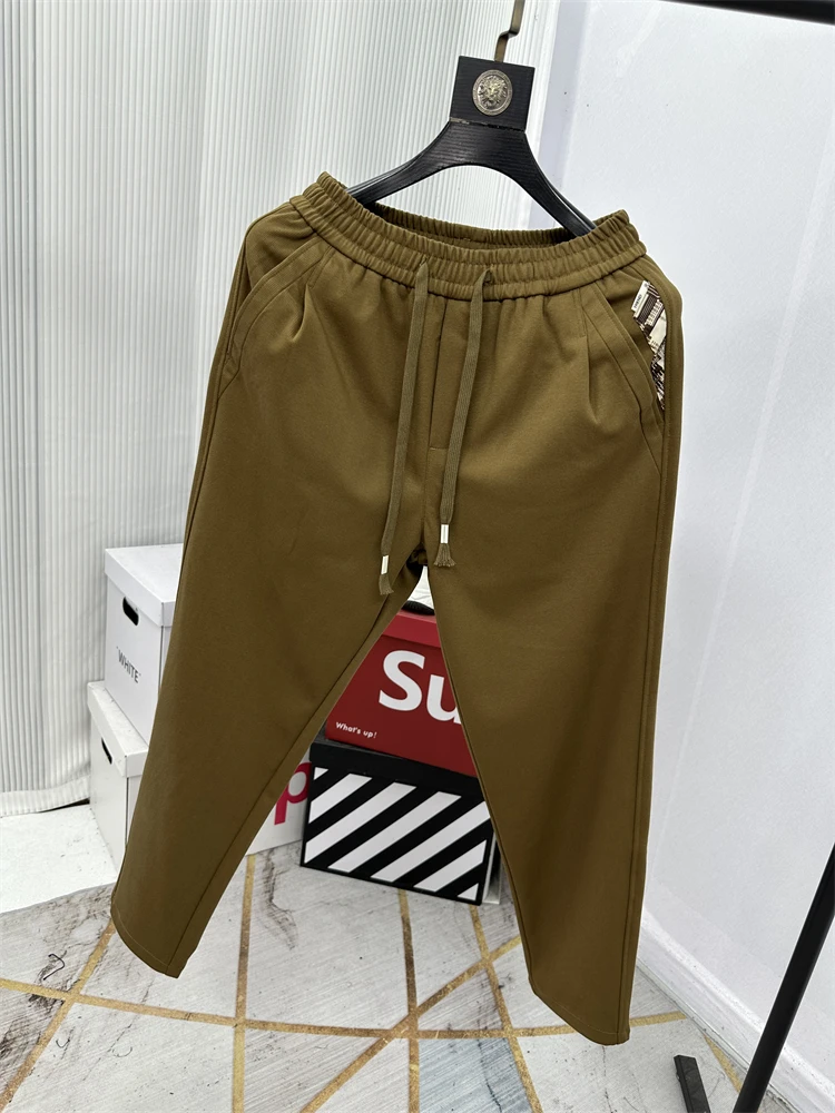 

Модные мужские повседневные брюки с эластичным поясом на шнурке, прямые длинные брюки, осенне-зимние, дышащие, цветные