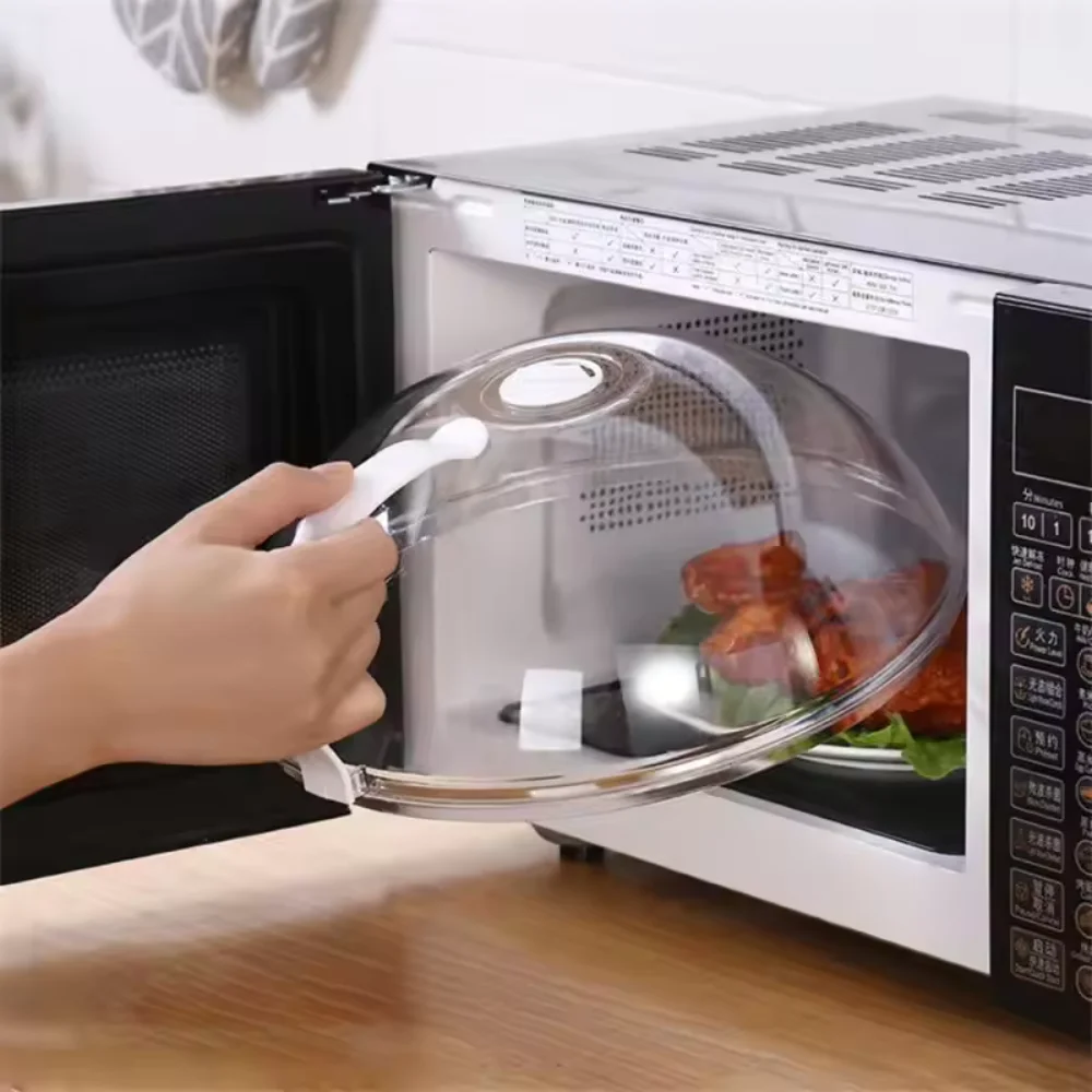 Heat‑Resistant Microwave Splatter Cover 200℃, Oil‑proof Food Lid With Handle, Kitchen Cover for Heating Meals Leftovers Gift