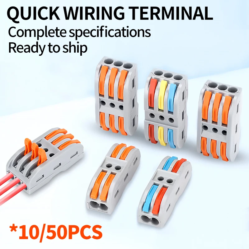 10/50Pcs 1 In Multiple Out Quick Wiring Connector - Universal Splitter, Push In Terminal Block, SPL 222/23 for Fast Wiring