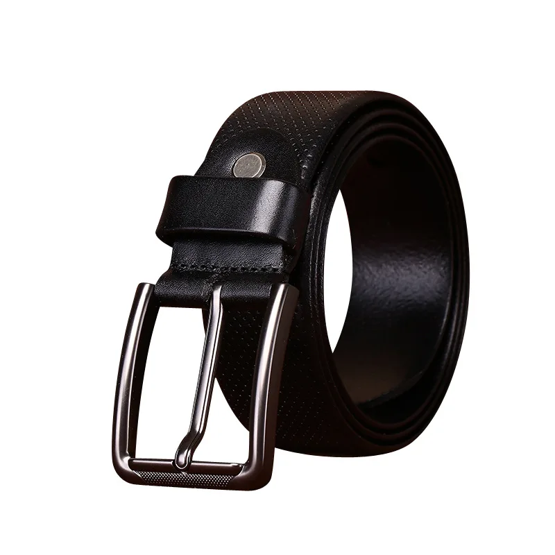 Vintage First-Layer Leather Embossed Belt for Men, Genuine Leather Pin Buckle, Trendy Versatile Casual Belt for Jeans
