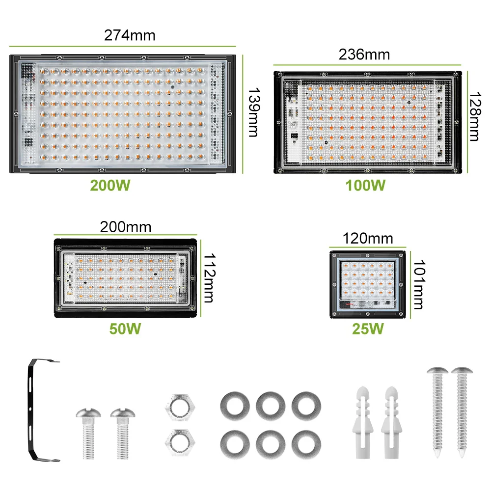 LED Grow Light Full Spectrum serra tenda Grow Box Flower Seed verdura coltivazione idroponica piante lampada 25W 50W 100W 200W