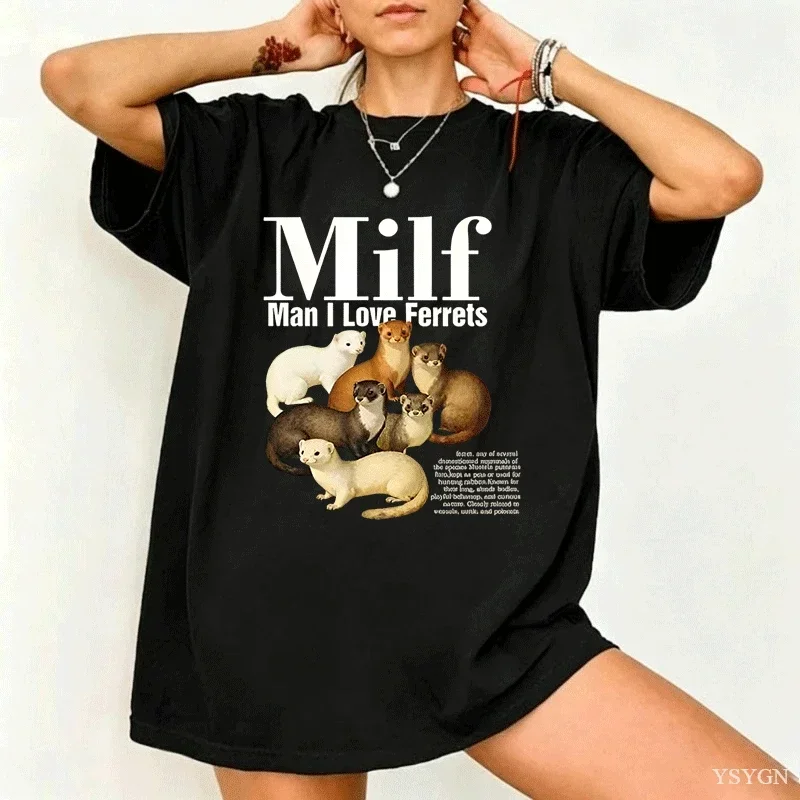 Man I Love Ferrets T-Shirt Men Women Vintage Style Unisex Tshirt Funny Cotton Short Sleeve Tee Comfortable Streetwear Male Top