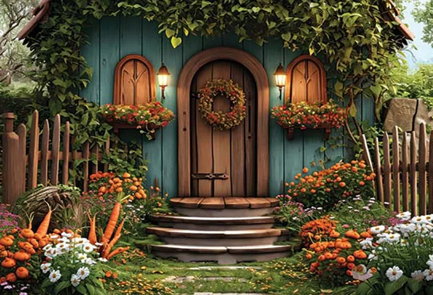 Mehofond Photography Background Spring Easter Wooden House Flowers Children Birthday Party Portrait Decor Backdrop Photo Studio
