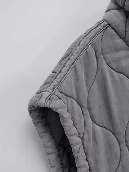 Autumn Winter Women Standing Collar Light Weight Sleeveless Cotton Coat Vest Women Pocket Decoration Tank Top 4