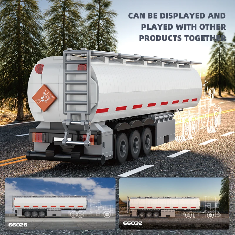 699 PCS Model mainan truk tangki bahan bakar Eropa, ornamen mobil mainan, blok bangunan truk tangki besar, hadiah liburan untuk anak laki-laki
