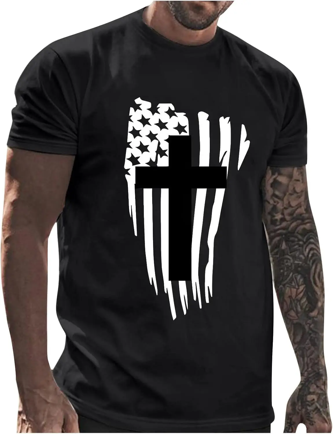 Men's 4th of July Shirts USA Flag Graphic T-Shirts Short Sleeve American Patriotic T Shirt Shirts, S-5XL