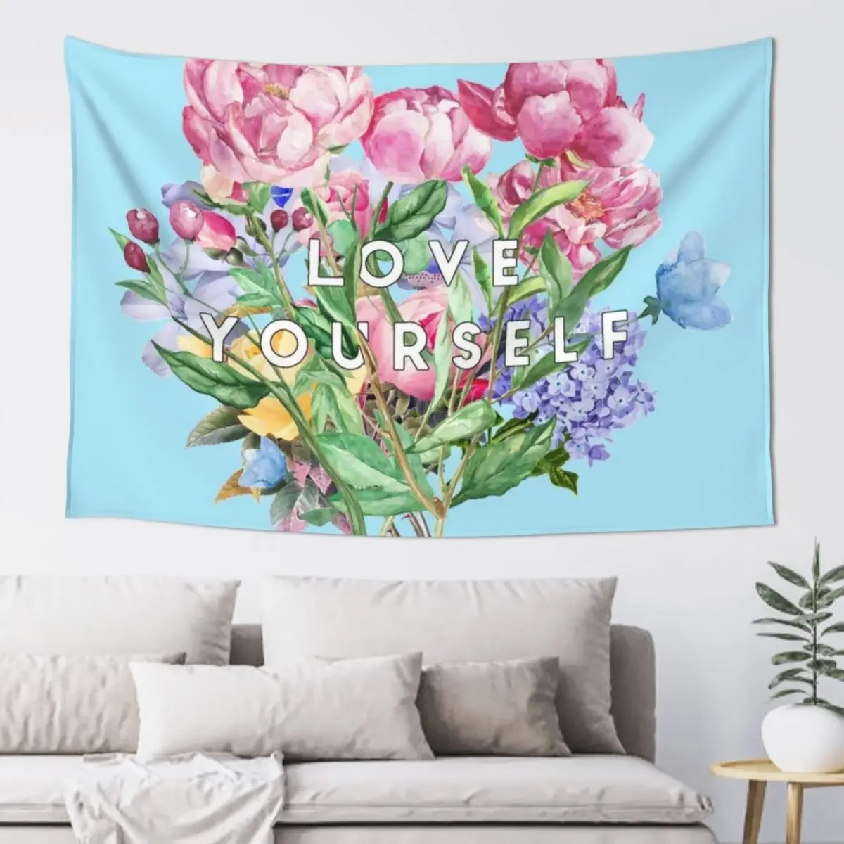 

LOVE YOURSELF (with White Background) Tapestry Christmas Decoration Wall Coverings Home Decor Accessories Funny Tapestry