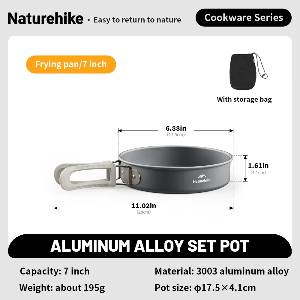 Naturehike Camping Cookware Kit Outdoor Frying Pan Portable Kettle Foldable Picnic Tableware Kitchen Utensils Cooking Utensils image 3