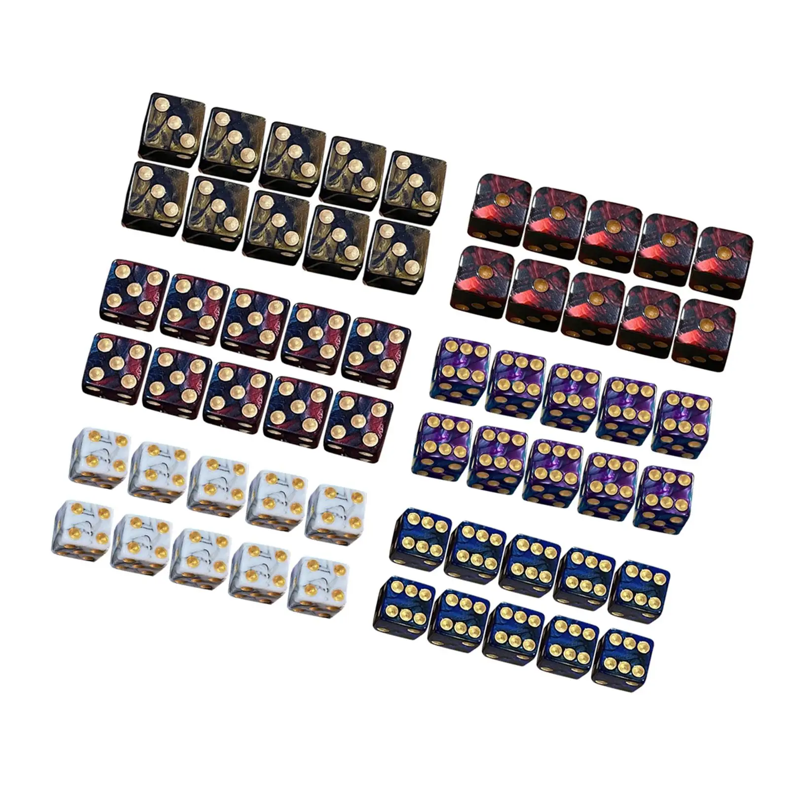 

Six Sided Dices Set 16mm Acrylic Game Props Shiny Colors for Role Playing Tabletop Games