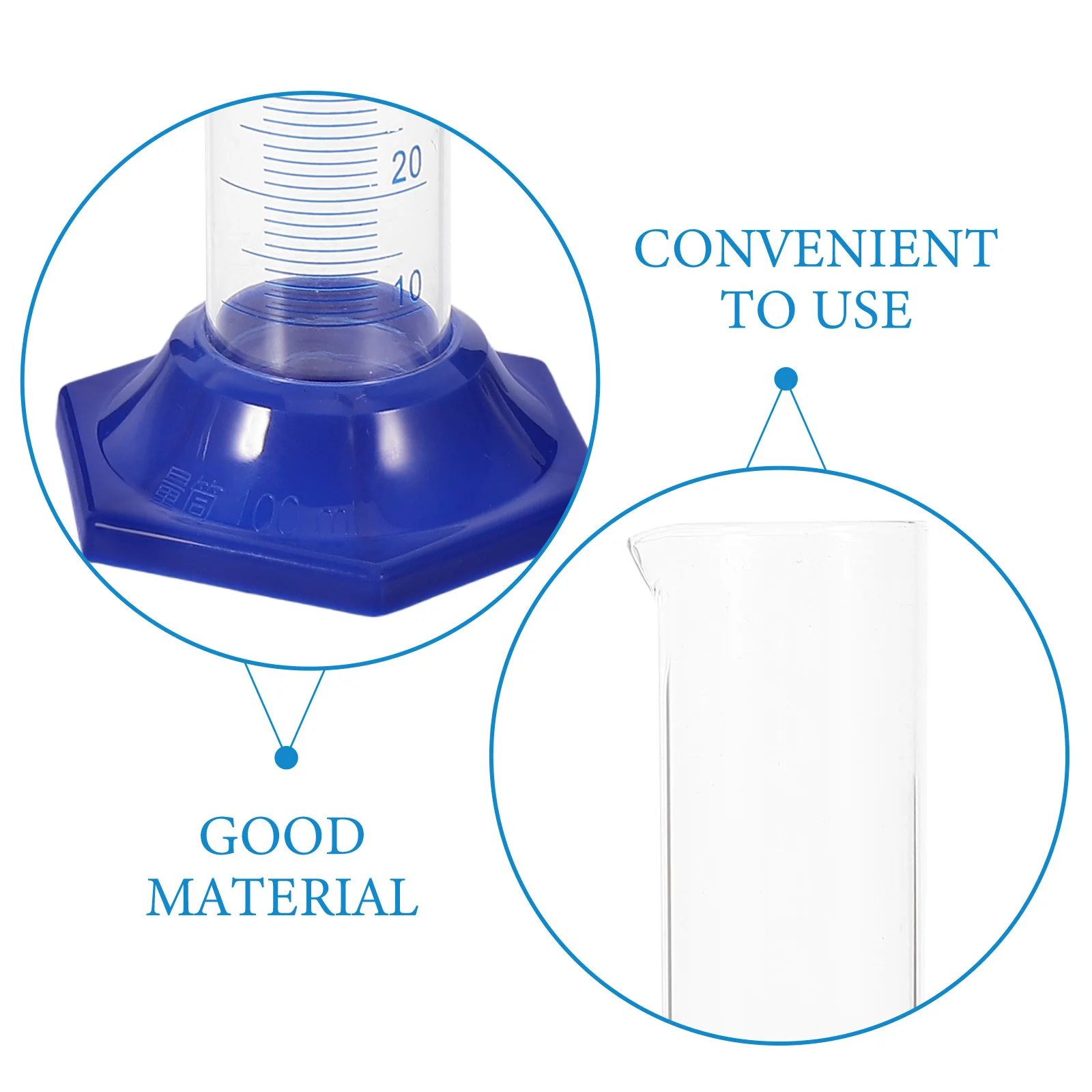 4 قطعة 100 مللي الزجاج تخرج اسطوانة قاعدة مستديرة أسطوانة قياس مختبر معدات الكيمياء مقاومة للحرارة الكيميائية #4