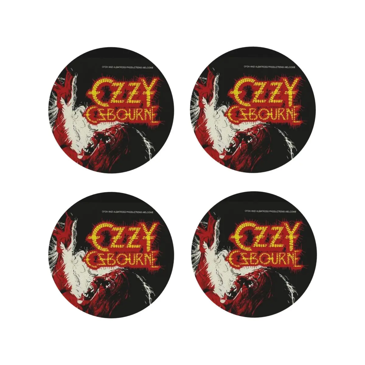 

Ozzy Osbourne Merch Coasters Kitchen Placemats Non-slip Insulation Cup Coffee Mats For Decor Home Tableware Pads Set of 4
