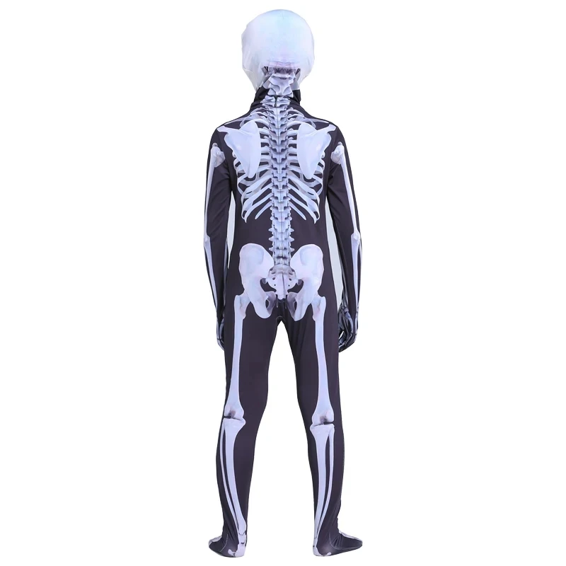 Adults Kids Halloween Costume Zombie Skeleton Jumpsuit and Headgear Carnival Party Cosplay Outfits Bodysuits For Boys Girls