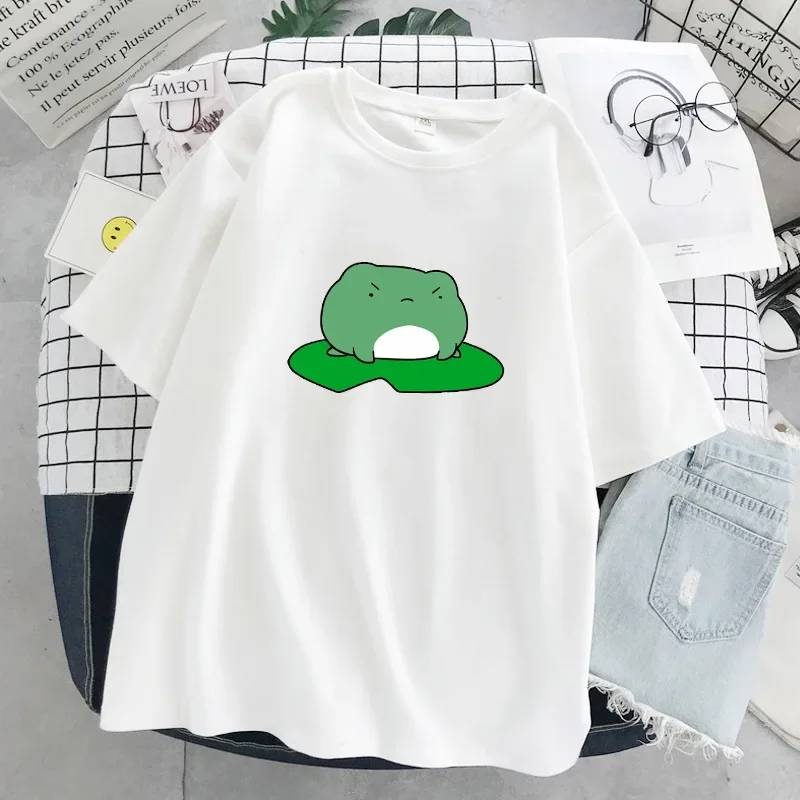 Cute Frog Women\'s Round Neck T-shirt Short Sleeve T-shirt Loose Korean Version of The Top Gothic Kawaii Wholesale TOPS TEE