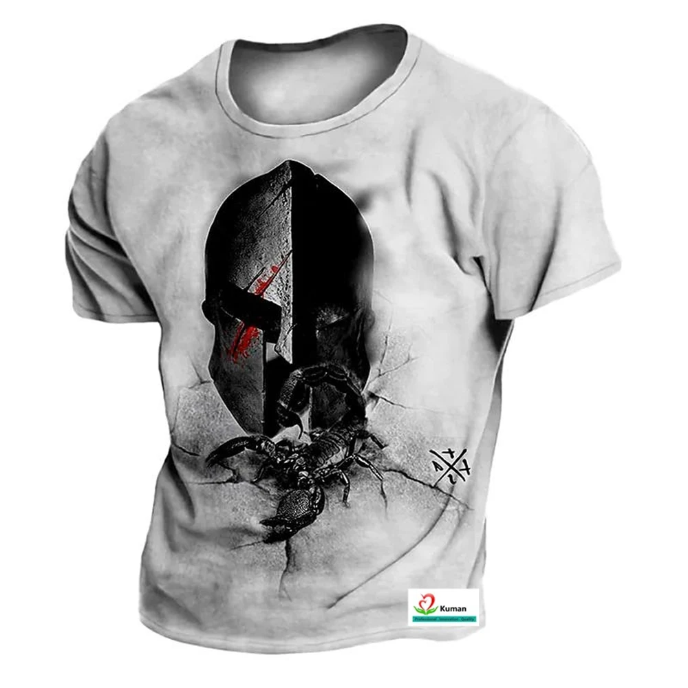 Viking skull pattern 3D printing summer men\'s and women\'s round neck T-shirt casual short sleeved street wear oversized top popu