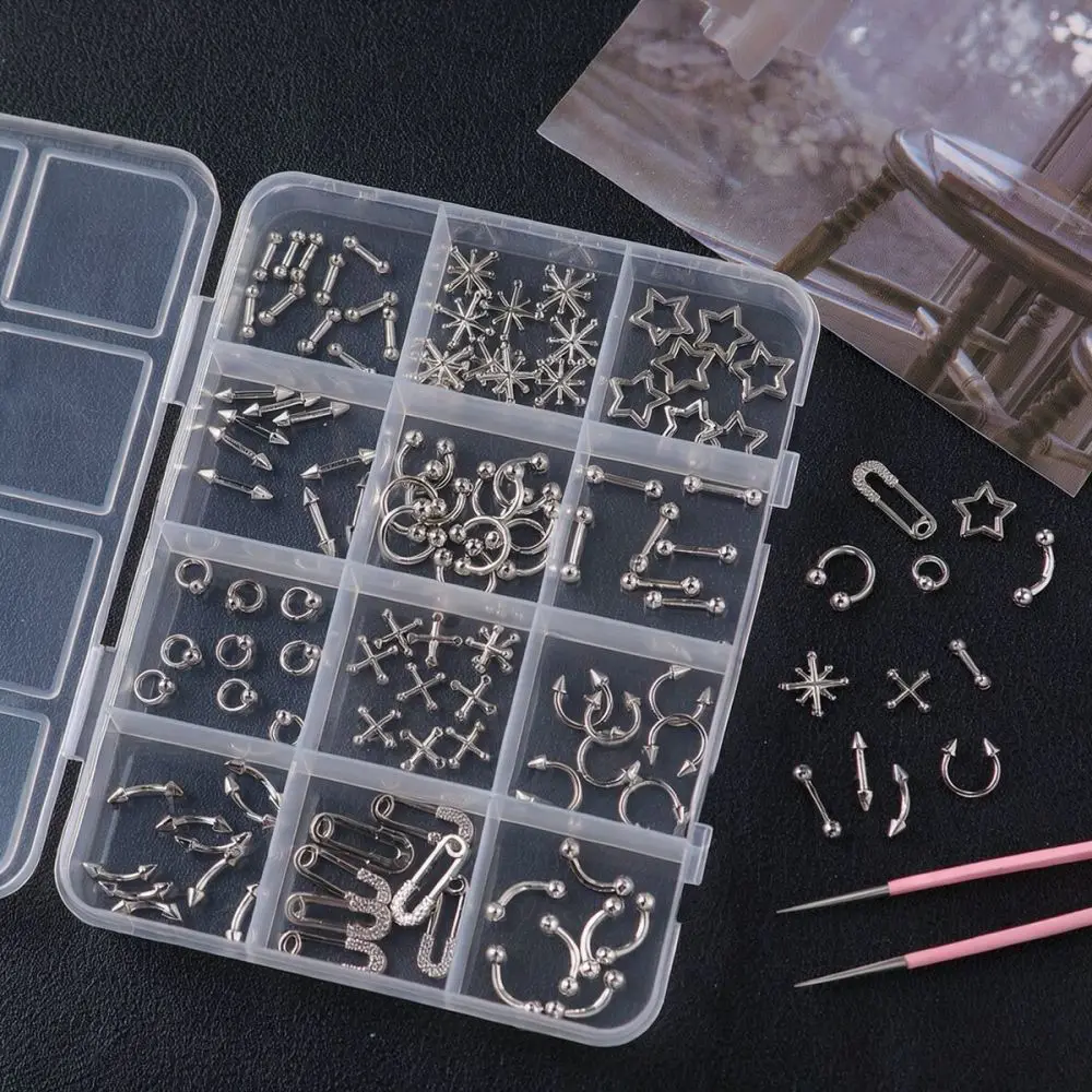 12 Grids Punk Style Nail Jewelry Metal Star Rivets Pin Designs For Full Beauty Y2K Nail Art Embellishments Manicure Supplies