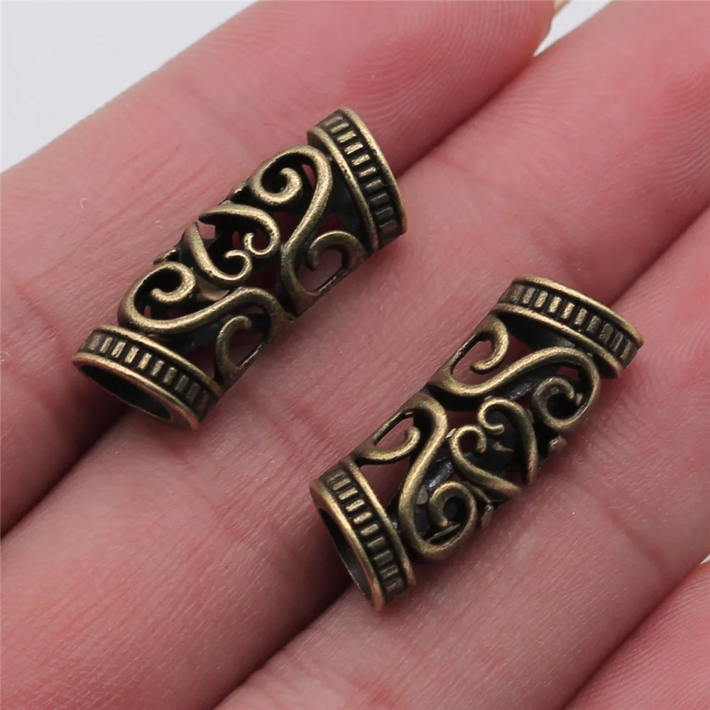 10Pcs Hollow Haar Vlecht Dreadlock Voor Sieraden Maken 10X10X25Mm Antiek Brons Kleur Sieraden Accessoires