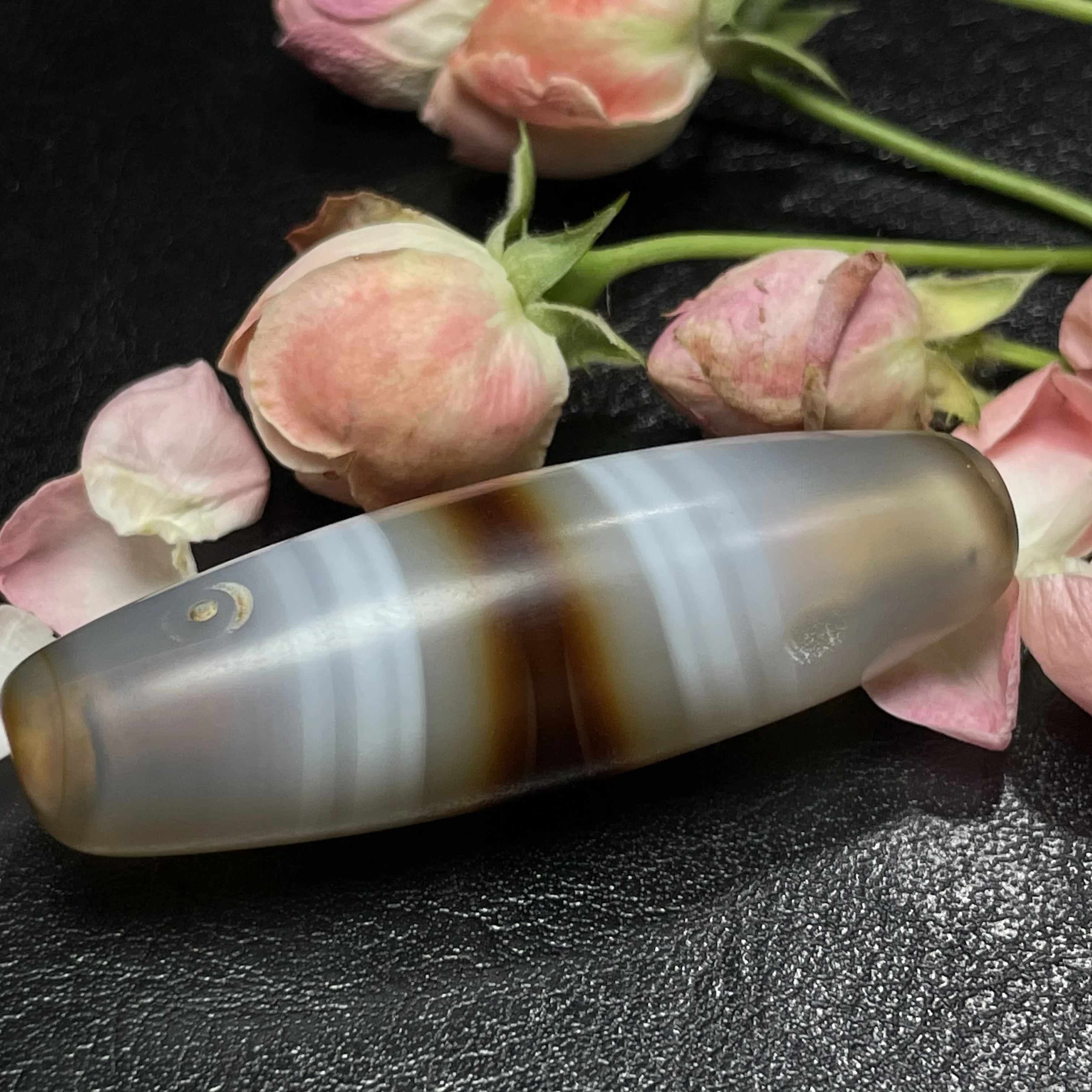Tibetan Mantra Point Natural Old Thread Bead Dzi Bead Pendant 13x48mm