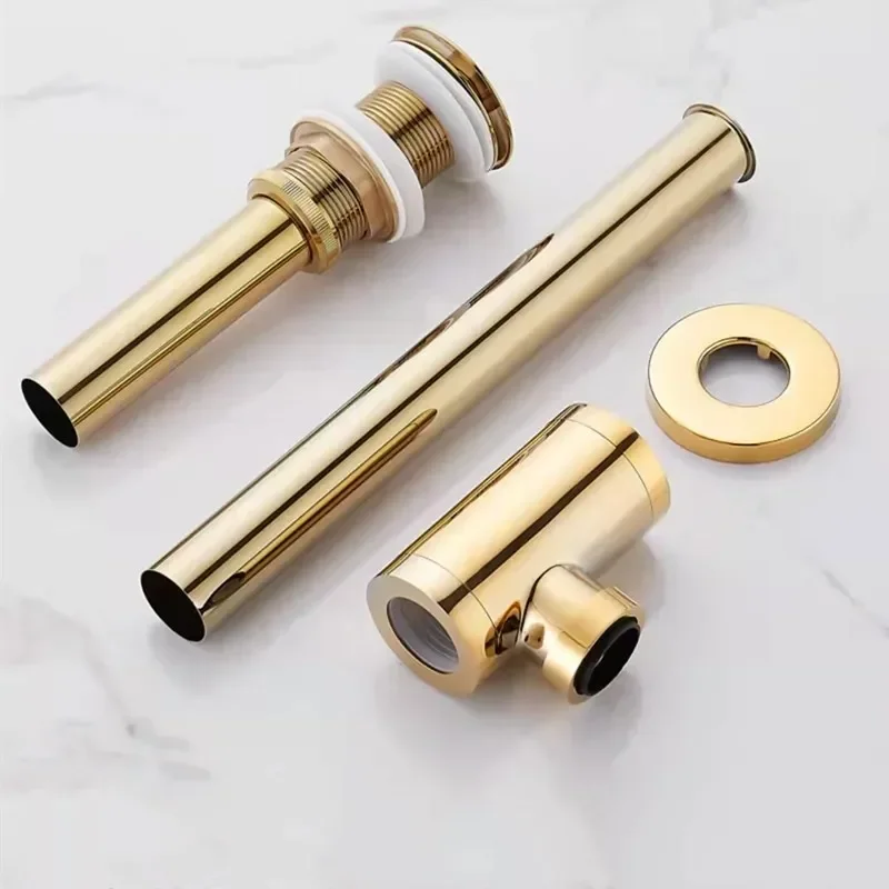 Gold Bathroom Basin Bottle Trap Drain Modern Pop Up Filter Stopper Set Siphon Hose Renovation Accessory