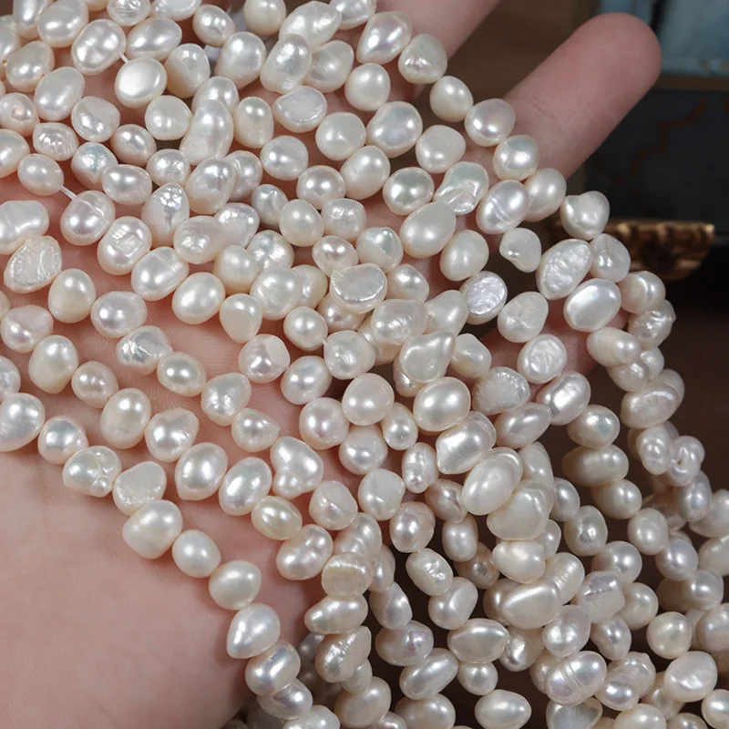 Perlas Naturales de Agua Dulce de 6-7mm, Perlas Barrocas Blancas Irregulares en Forma de Gota, Hilo de Perlas para Hacer Gargantillas, Accesorios de Joyería DIY