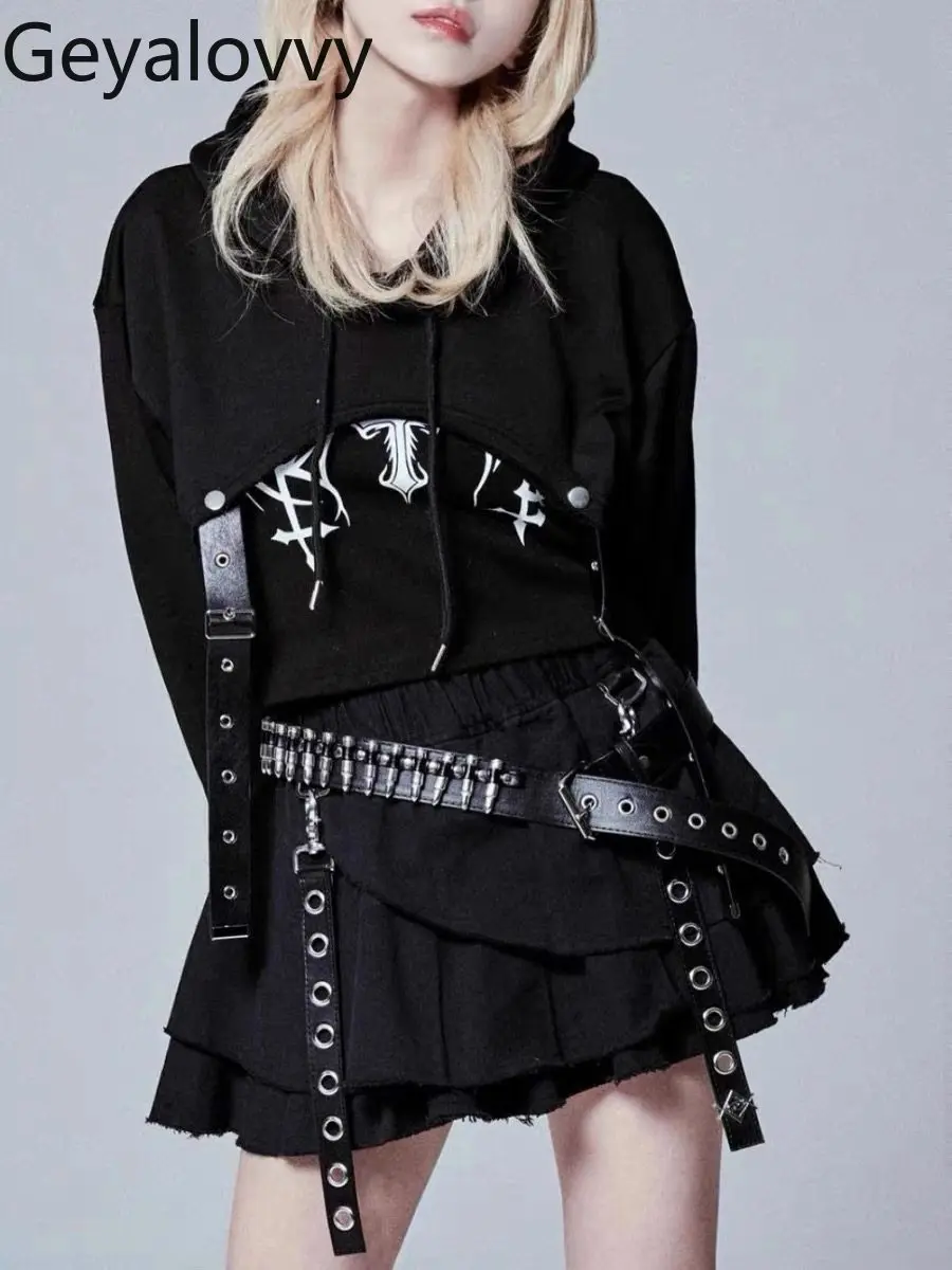 

Summer Autumn Short High Waist Skirt with Chain Belt Subculture Y2K Style Pleated Punk Casual Skirts for Women 2026 New