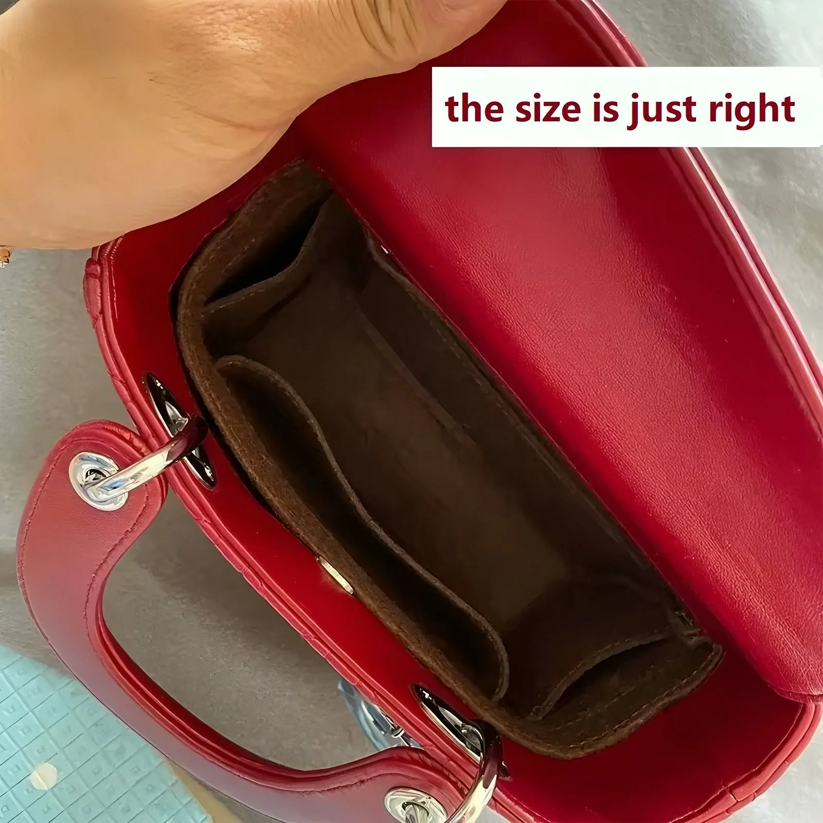 Zipper Pocket Felt Top Handle Handbag Organizer Insert Fit Lady Purse Liner Shaper Inner Storage Divider Bag