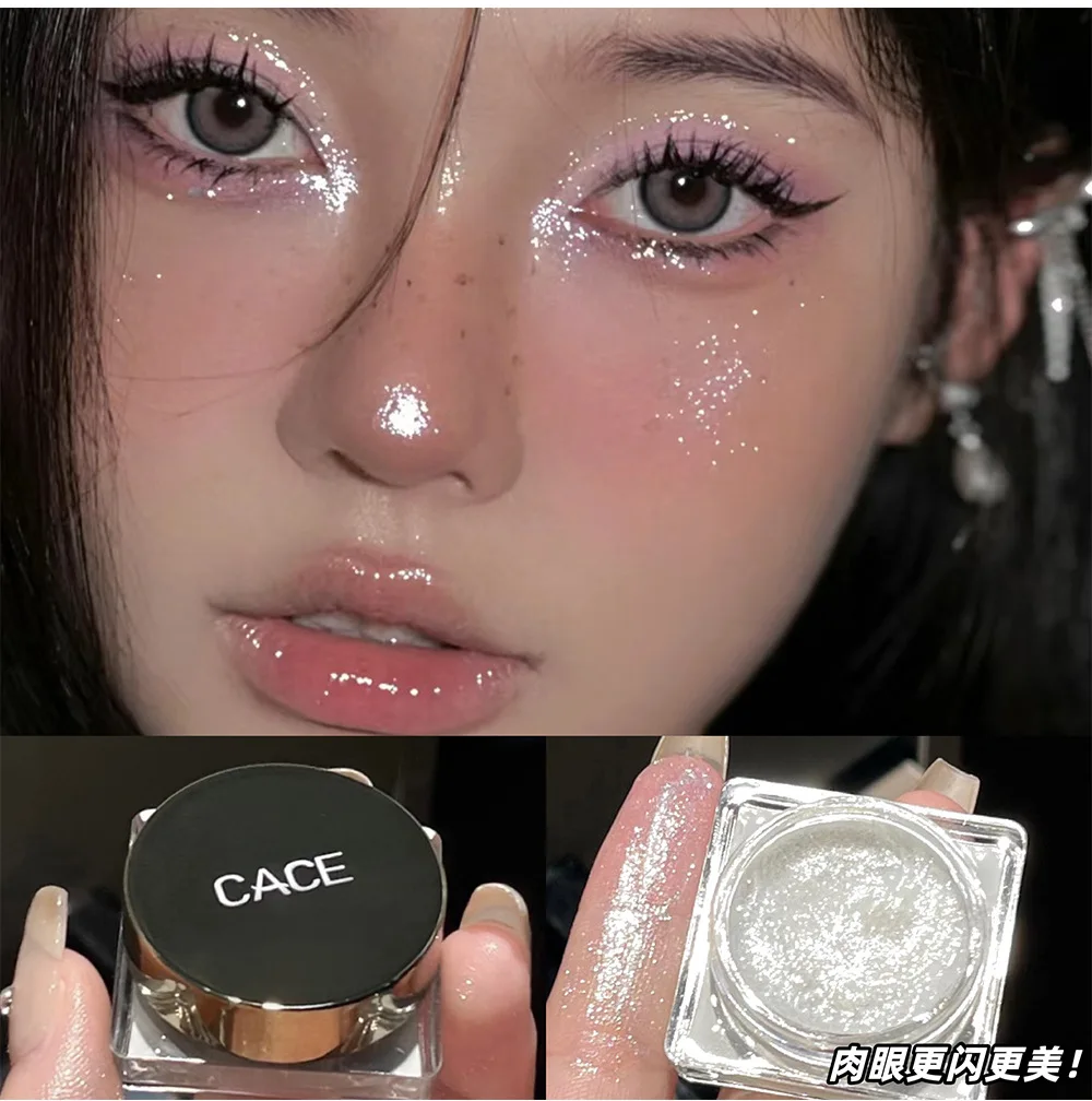 Paleta żelowych cieni do powiek Punk Glitter Smoky Black - metaliczna ciemnosrebrna mokra formuła i perłowe pigmenty, błyszczące kosmetyki