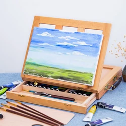 Portable Wooden Table Easels for Painting Artist Kids Sketch Drawer Box Desktop Laptop Accessories Suitcase Paint Art Supplies