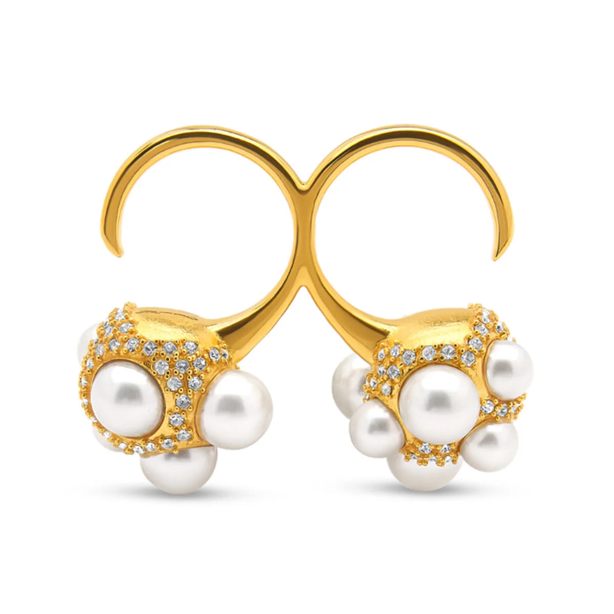 

Elegant One-piece Double Pearl Ring For Women ,High end Palace style Jewelry Gift