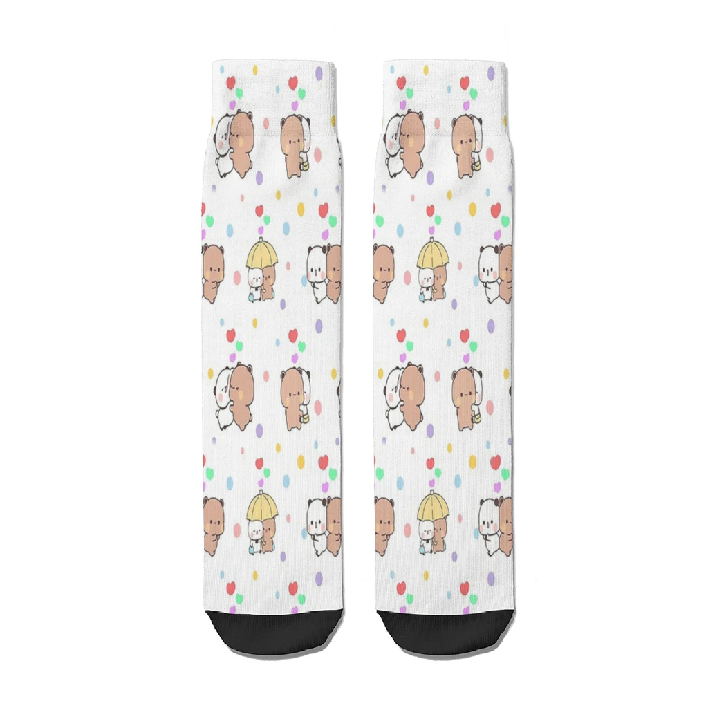 Panda Bear Cute Dudu Bubu Hugging  Straight Socks Male Mens Women Summer Stockings Polyester Hip Hop