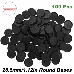 Evemodel 100pcs 28.5mm Round Black Bases Plastic Miniature Model Base for Wargames Military Simulation Scene MB285