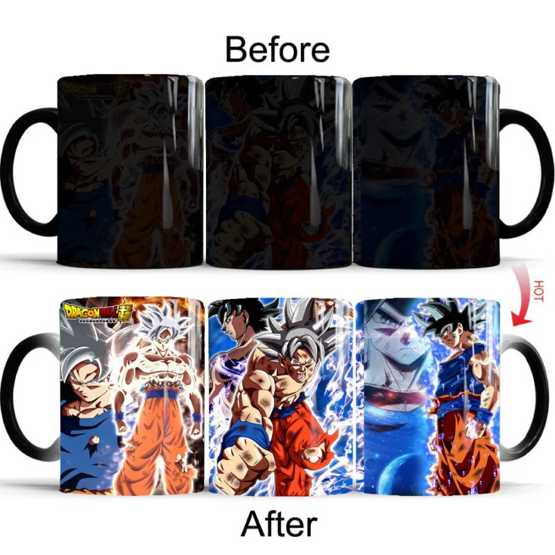 Taza de Cerámica que Cambia de Color de Dragon Ball, Botella de Agua de Dibujos Animados, Taza de Café Kawaii, Tazas de Té, Regalos de Cumpleaños para Niños