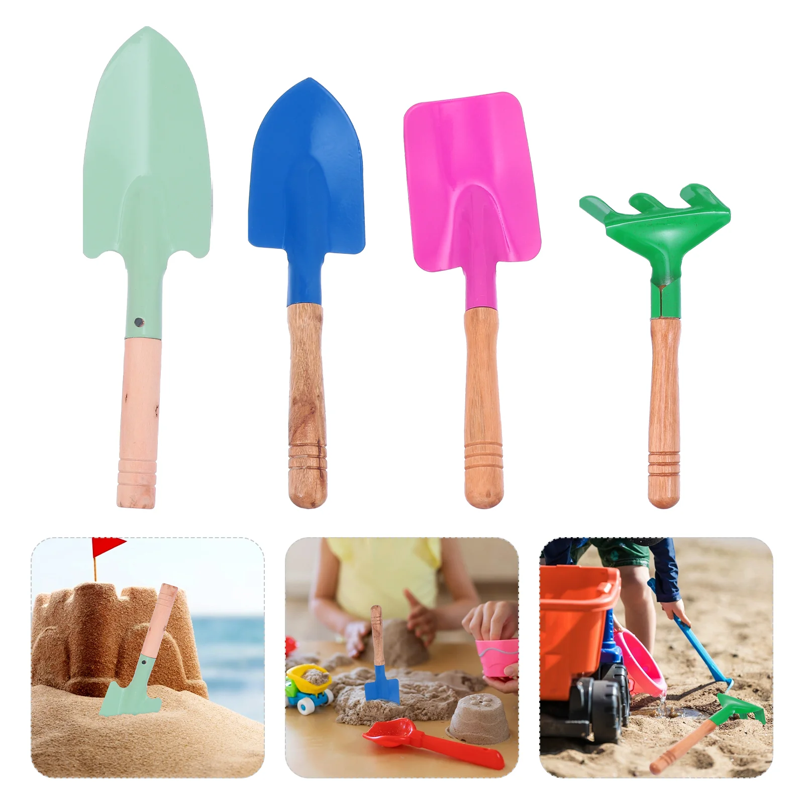 

4 Pcs Toys Small Set of Four Metal Beach Shovels Garden Tools Mini 255X7X2CM Iron Trowel Household Hand Child