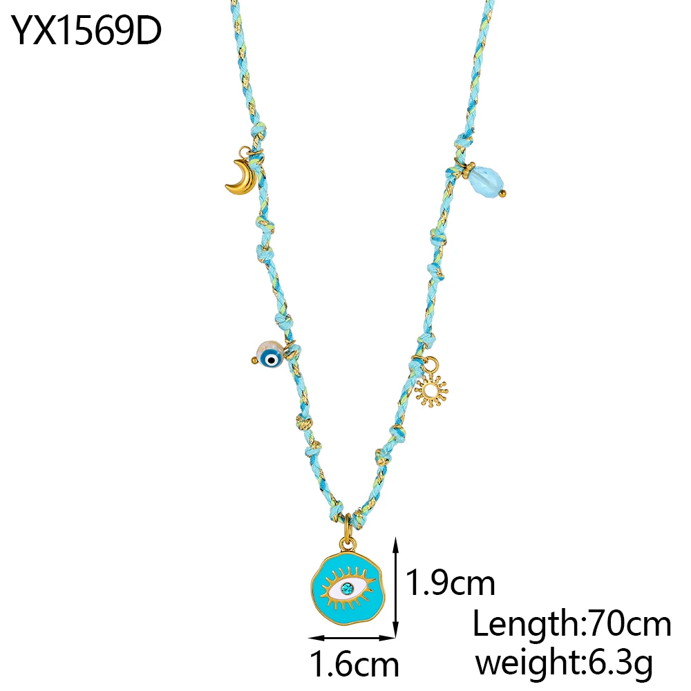 New Stainless Steel Personaliz Diy Weaving Rope Chain Colorful Heart Starfish Necklace Color Beach Style Jewelry Gift