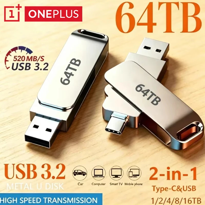 OnePlus16TB USB 3.2 HighSpeed Flash Drives  USB Transfer Metal Pendrive Memory Card Pendrive Flash Disk  WaterproofStick Memoria
