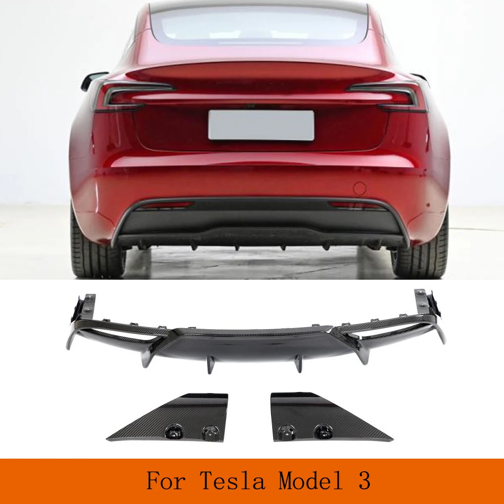 

Car Rear Bumper Diffuser Body Kits For Tesla Model 3 2023 Car Rear Spoiler Apron With Splitters Prepreg Dry Carbon Protector