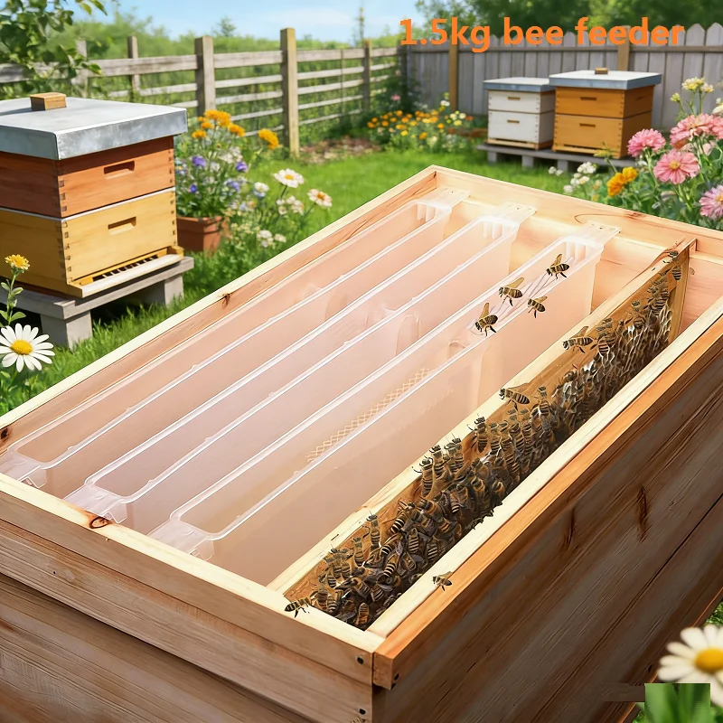 Alimentador de abejas, bebedero de agua para abejas, dispensador de azúcar para apicultura de 1.5 kg, alimentador para colmenas, herramienta de alimentación de abejas, herramientas de apicultura