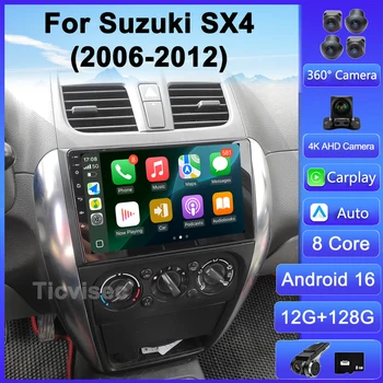 Android 16 Radio del coche 4G + WIFI Carplay para Suzuki SX4 2006-2013 para Fiat Sedici 2005-2014 coche Multimedia GPS 2din autoradio 1