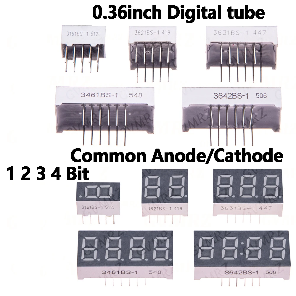 0.36inch Digital tube Common AnodeCathode Red 1 2 3 4 Bit digital Tube LED Display 7 segment  4bit clock Cathode