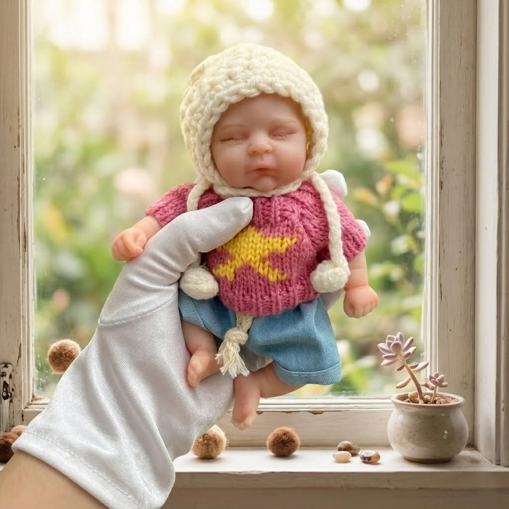 

OtardDoll 6-Inch Silicone Reborn Doll 15cm Lifelike Handmade Painted Skin Washable Newborn Collectible Toy Can Open Mouth