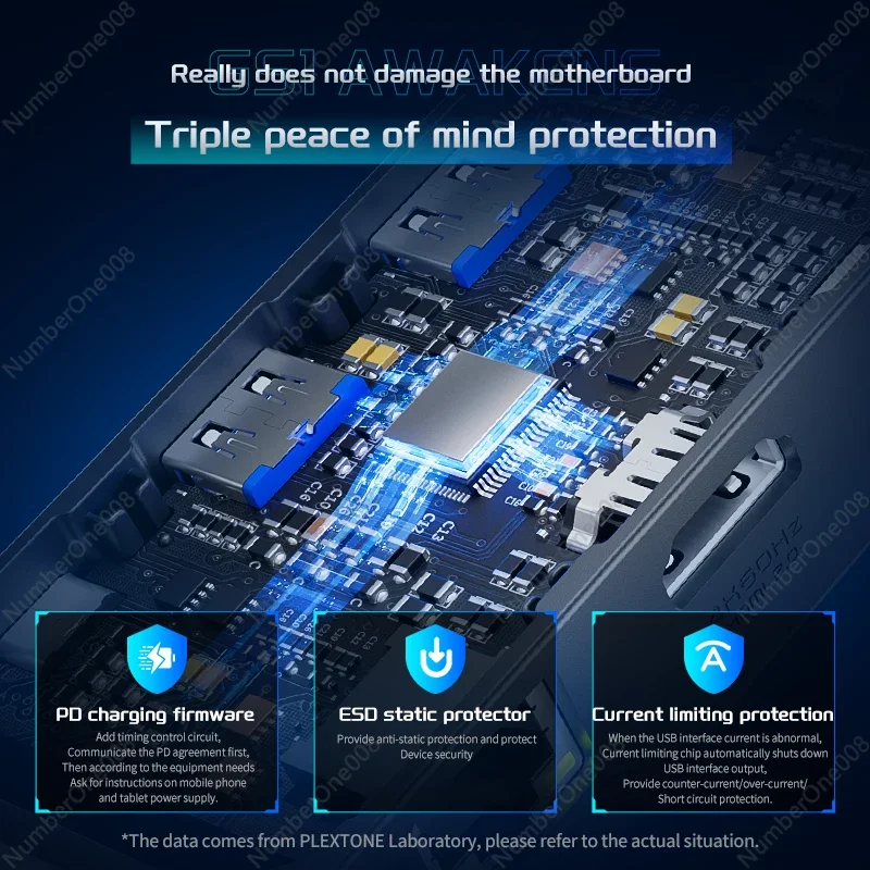 PLEXTONE PD 100 واط ChagerSmall USB Hub 6 في 1 USB C Hub محول متعدد المنافذ USB 3.0 الفاصل نوع C مهايئ توزيع لأجهزة الكمبيوتر المحمول iPad Pro