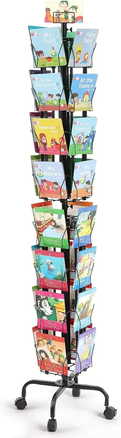 

Greeting Cards Display Rack,32 Pockets Rotating Postcard Brochure Display Stand,360° Spinning Card Display Rack with Sign Holder
