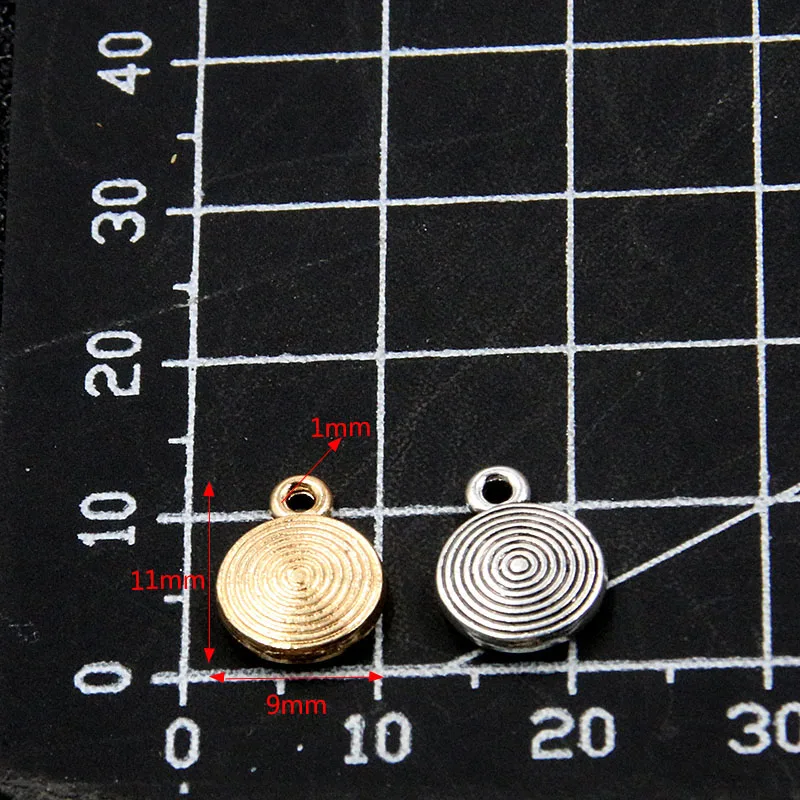 30PCS 9*12mm  Three Color MINI Round Circle Charms Metal Alloy Pendant For DIY Jewelry Necklace Bracelet Marking Accessories