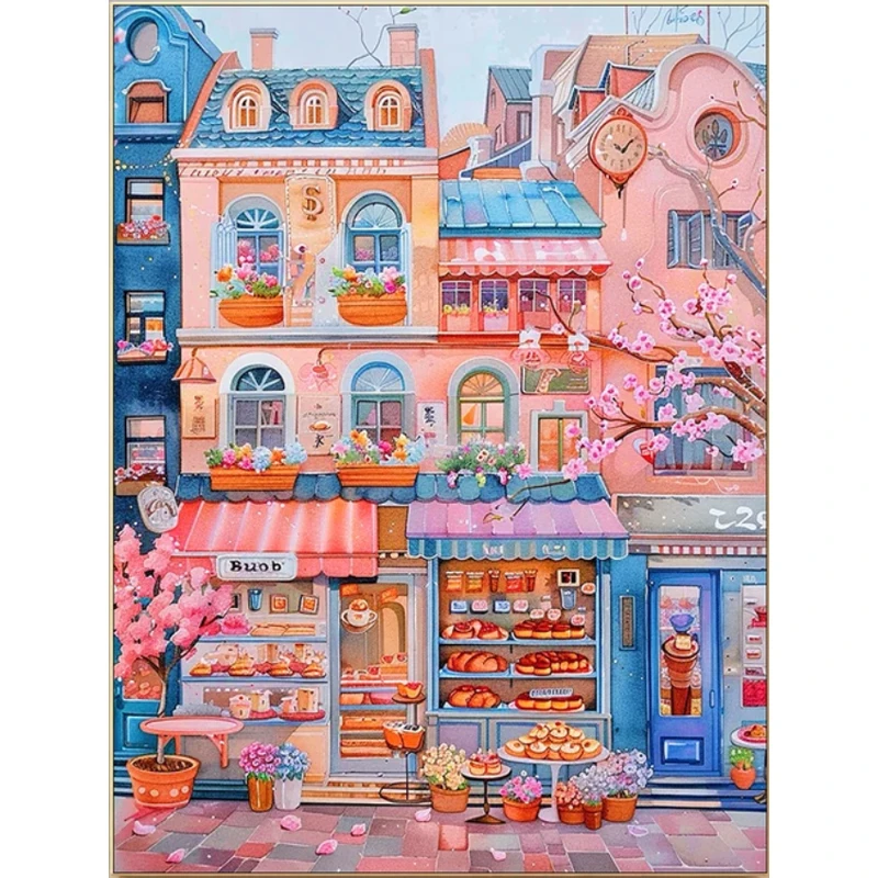 

9ct 60x80 см десертный магазин наборы с принтом вышивка крестиком DIY набор рукоделия домашний декор поделки с иглами нитки