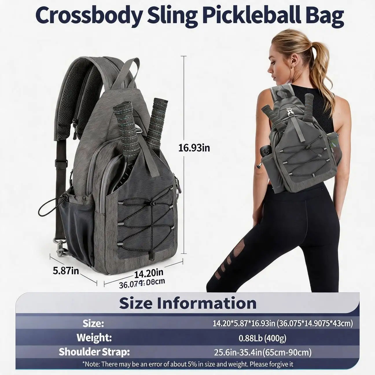 Pickleball Table Tennis Storage Bag Backpack Cycling Chest Bag for Camping Hiking