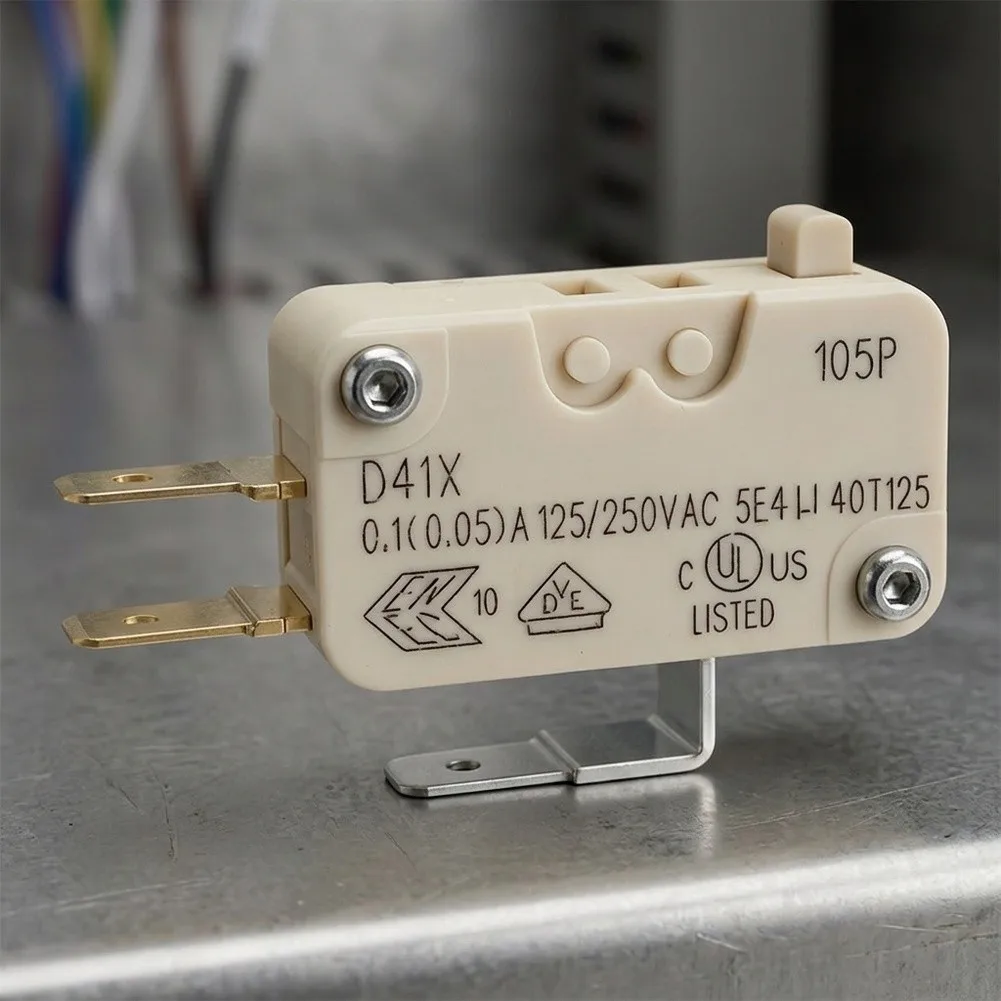 Snap Action Limit Switch D41X, 0.1A 250V Normally Open/Closed Control Switch With Metal Lever, Compact Plastic Housing For Indus