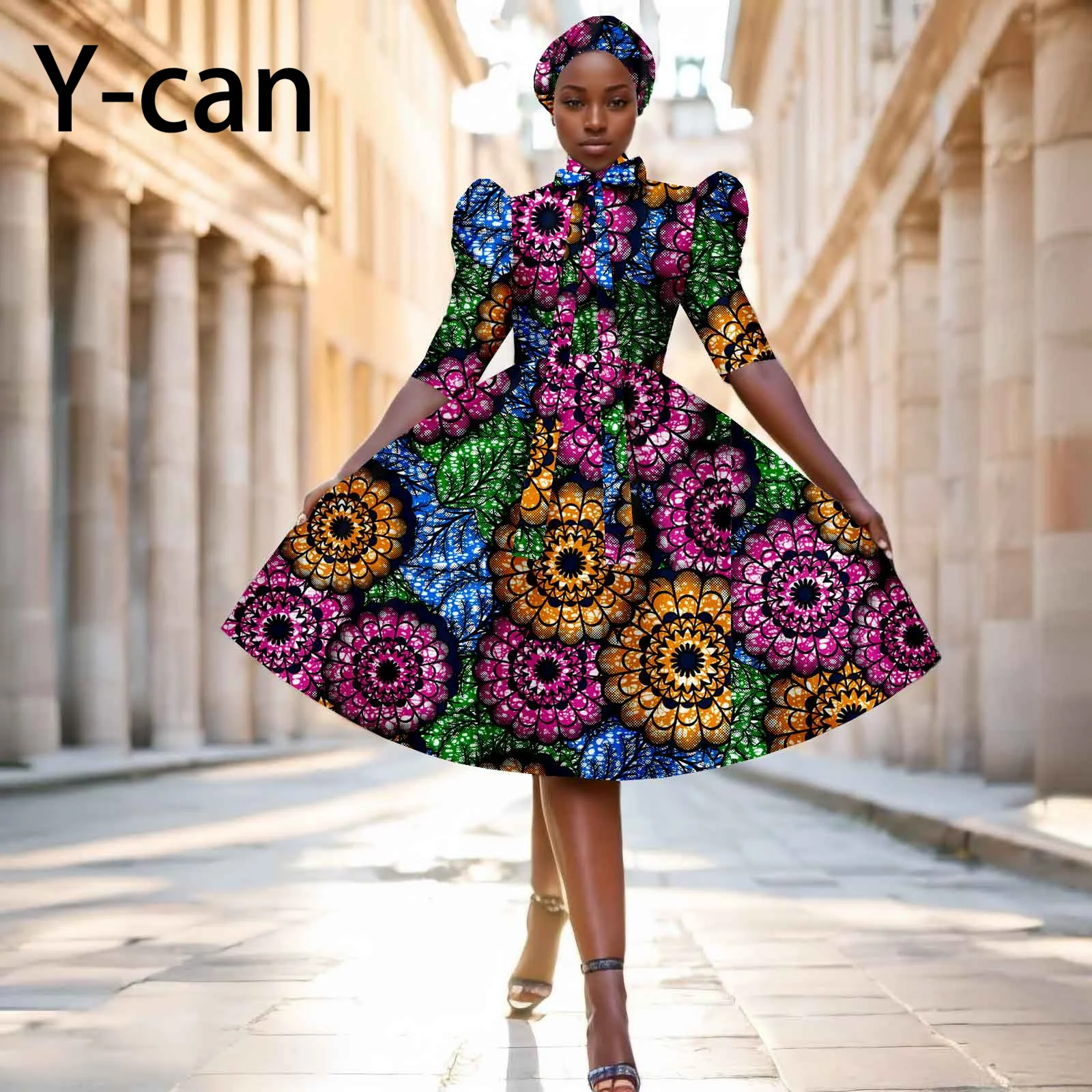 African Dresses for Women A-line Knee-length Print Skirt Match Headscarf Ankara Outfits Girl Skirt African Dress 2425154