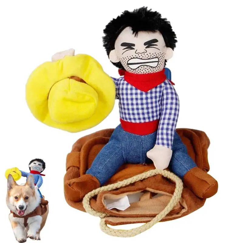 Rider Outfit For Dog Ventilate Dog Cowboy Costume With Fasteners Funny Pet Clothes Soft Cowboy Rider Style Gifts For Parties