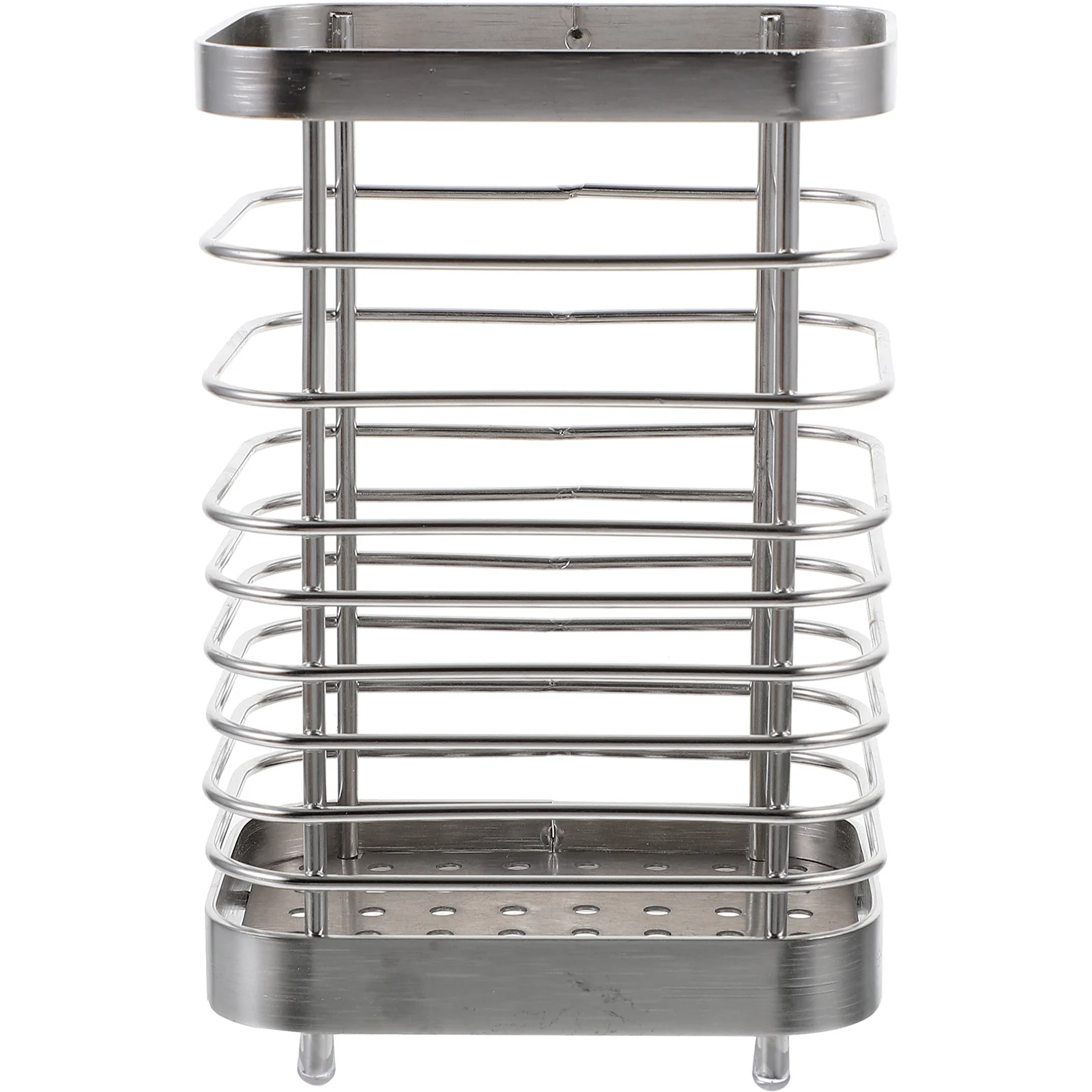 

Wall Mount Chopstick Holder Stainless Steel Utensil Holder For Kitchen Countertop With Drain Holes Compact Spoon Fork